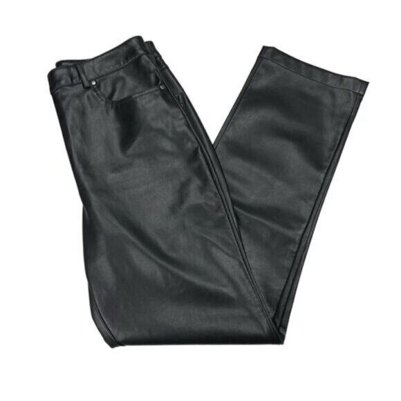 7 For All Mankind Vegan Faux Leather Easy Slim Pant In Black Womens Size Small - Picture 6 of 9